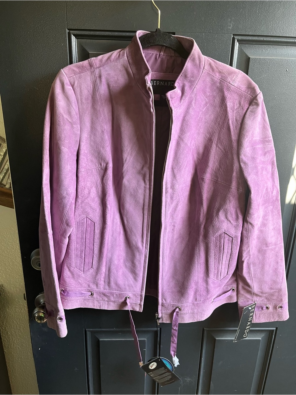 Bernardo Purple Suede Zip-Front Jacket